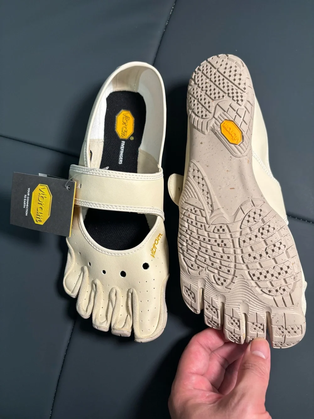Vibram FiveFingers Cream Multi-Toe Sandals with Adjustable Strap